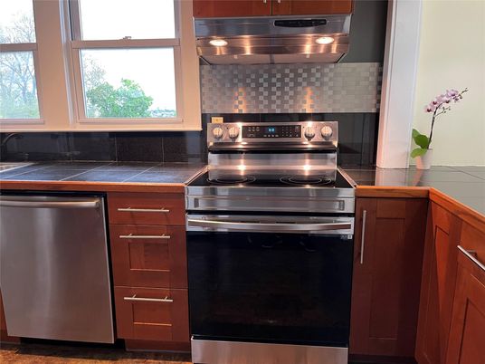 Interior, Kitchen, Stainless Steel Appliances, Wood Texture Flooring
