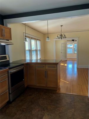 Interior, Kitchen, Pendant Lights, Wood Texture Flooring