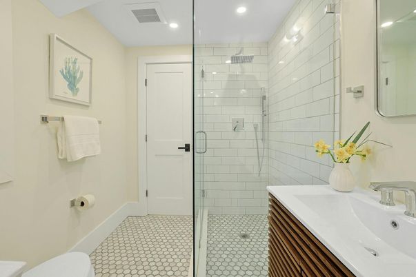 Bathroom, Glass Shower, Interior, Recessed Lighting