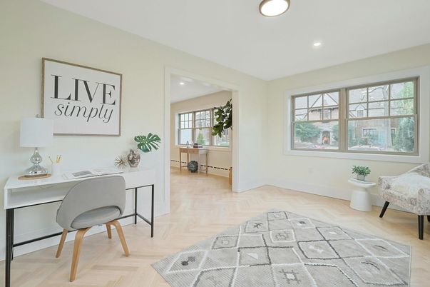 Home Office, Interior, Recessed Lighting, Wood Texture Flooring