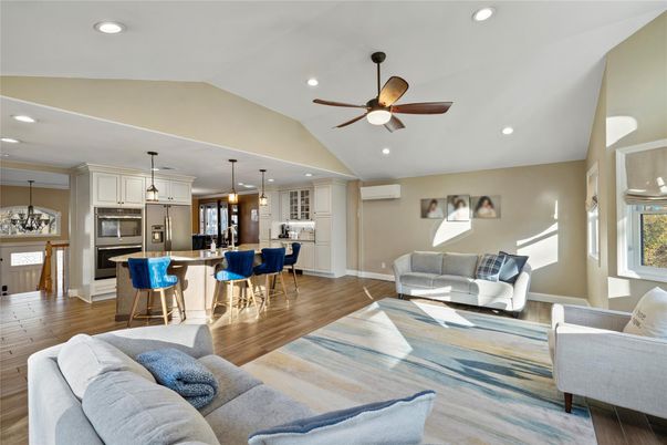 Interior, Kitchen, Living room, Pendant Lights, Recessed Lighting, Stainless Steel Appliances, Wood Texture Flooring