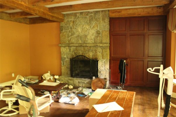 Fireplace, Interior, Stone Walls, Wooden Beams, Wood Texture Flooring