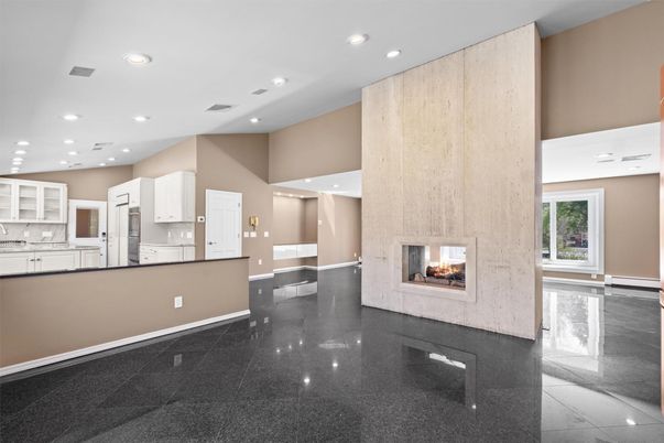 Empty room, Fireplace, Interior, Kitchen, Recessed Lighting