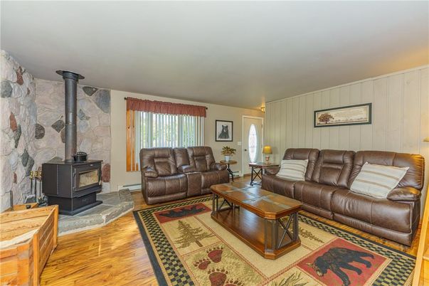Fireplace, Interior, Living room, Stone Walls, Wood Texture Flooring