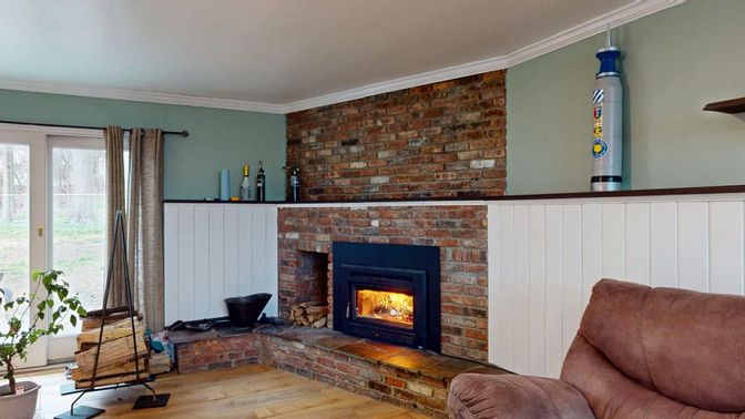 Fireplace, Interior, Stone Walls, Wood Texture Flooring