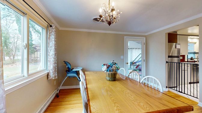Chandelier, Dining room, Interior, Wood Texture Flooring