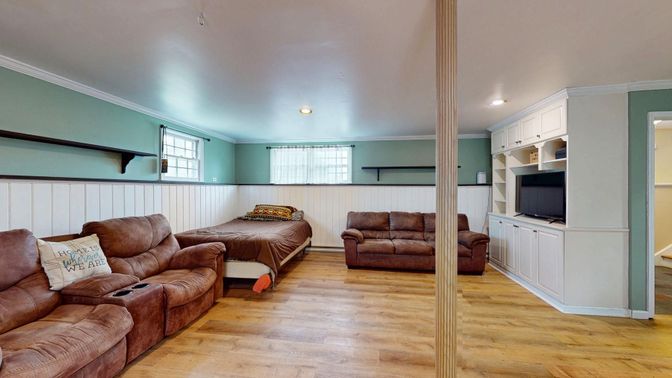 Interior, Living room, Recessed Lighting, Wood Texture Flooring