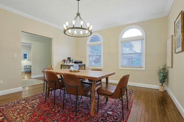 Chandelier, Dining room, Interior, Wood Texture Flooring