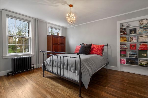 Bedroom, Chandelier, Interior, Wood Texture Flooring