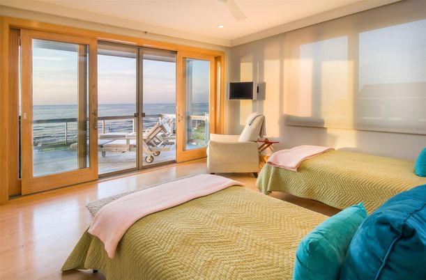 Bedroom, Interior, Recessed Lighting, Water, Wood Texture Flooring