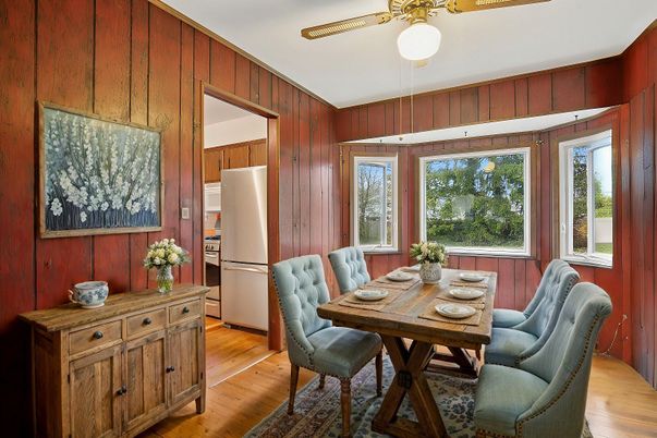 Dining room, Interior, Wood Texture Flooring, Wooden Walls