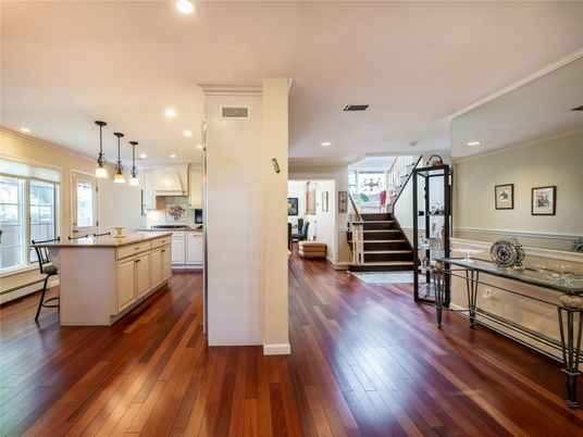 Interior, Kitchen, Pendant Lights, Recessed Lighting, Wood Texture Flooring
