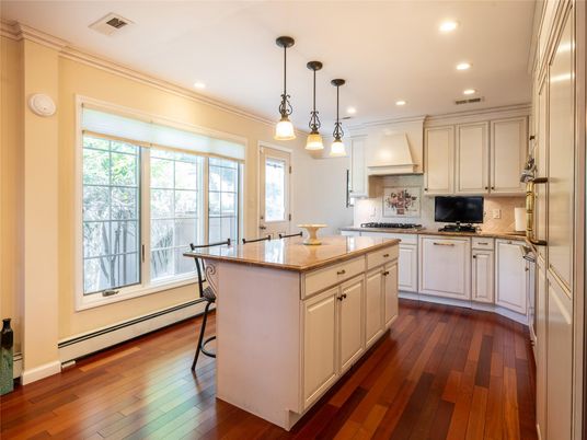 Interior, Kitchen, Pendant Lights, Recessed Lighting, Wood Texture Flooring