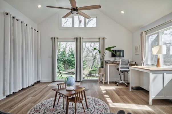 Home Office, Interior, Recessed Lighting, Wood Texture Flooring