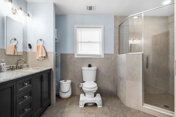 Bathroom, Glass Shower, Interior, Recessed Lighting