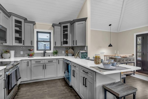 Interior, Kitchen, Pendant Lights, Stainless Steel Appliances, Wood Texture Flooring