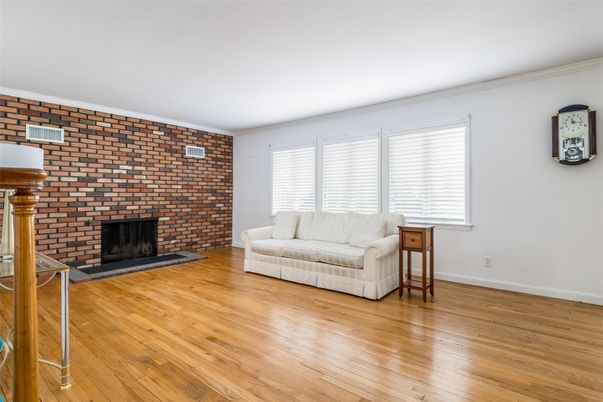 Empty room, Fireplace, Interior, Stone Walls, Wood Texture Flooring