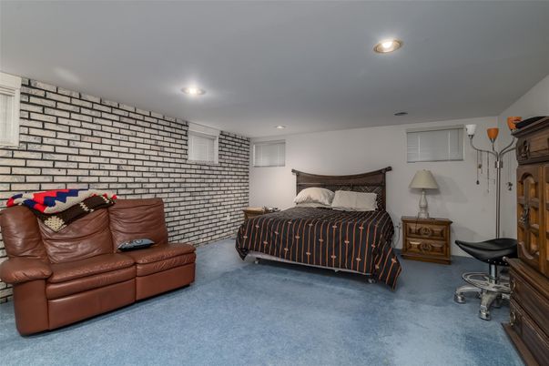 Bedroom, Interior, Recessed Lighting, Stone Walls