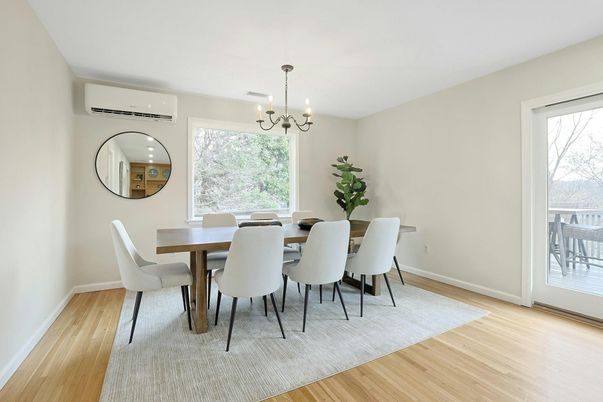 Chandelier, Dining room, Interior, Wood Texture Flooring