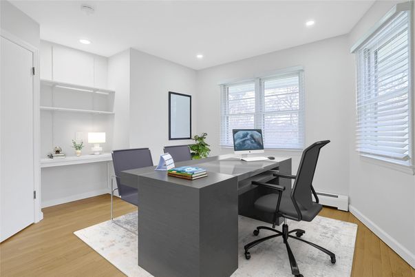 Home Office, Interior, Recessed Lighting, Wood Texture Flooring
