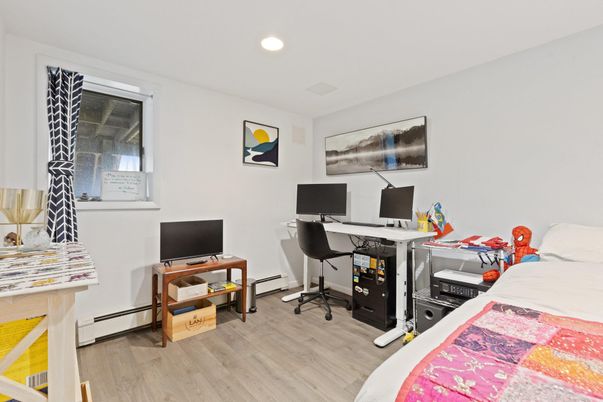 Bedroom, Home Office, Interior, Recessed Lighting, Wood Texture Flooring