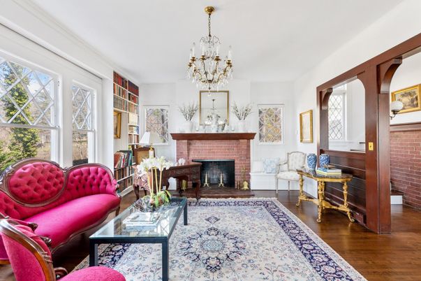 Chandelier, Fireplace, Interior, Living room, Wood Texture Flooring