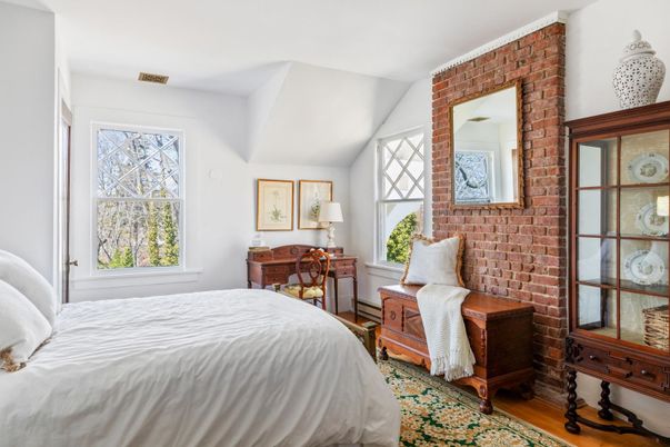 Bedroom, Interior, Stone Walls, Wood Texture Flooring