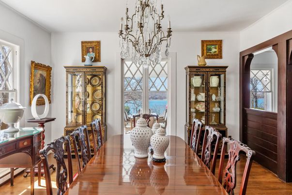 Chandelier, Dining room, Interior, Water, Wood Texture Flooring