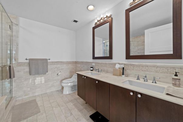 Bathroom, Dual Sink Vanities, Glass Shower, Interior