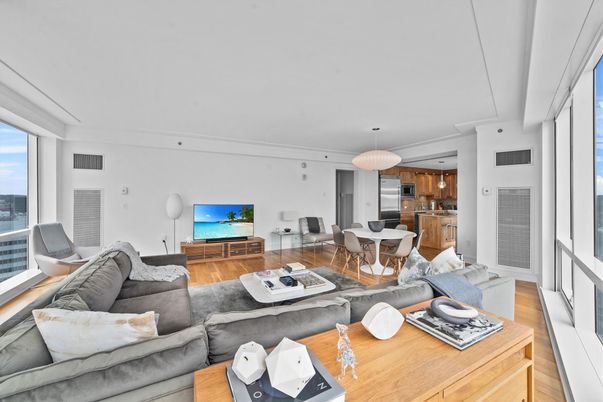 Dining room, Interior, Kitchen, Living room, Pendant Lights, Wood Texture Flooring