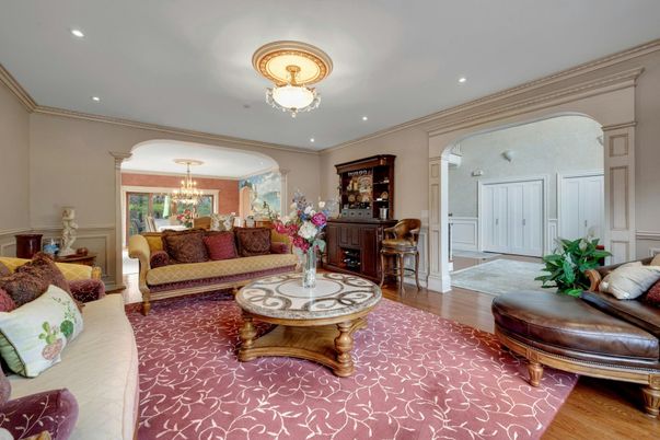 Chandelier, Interior, Living room, Recessed Lighting, Wood Texture Flooring