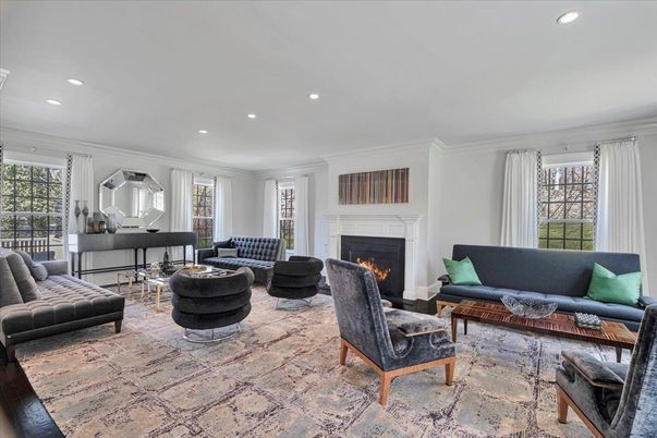 Fireplace, Interior, Living room, Piano, Recessed Lighting, Wood Texture Flooring