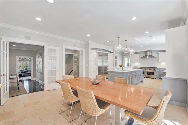 Dining room, Interior, Kitchen, Pendant Lights, Recessed Lighting, Stainless Steel Appliances