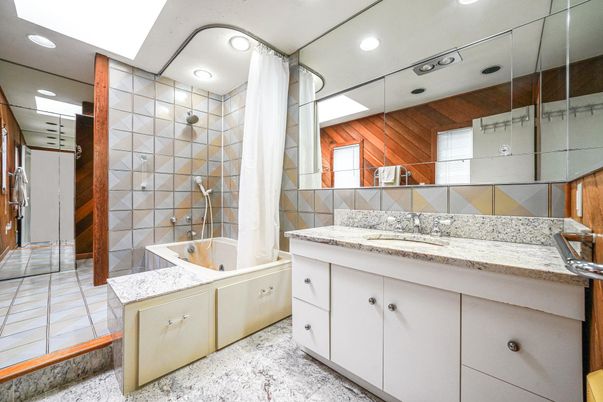 Bathroom, Glass Shower, Interior, Recessed Lighting