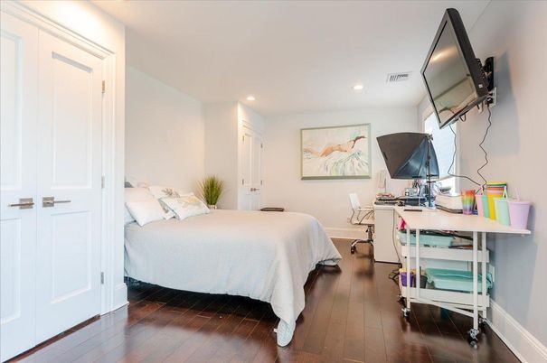 Bedroom, Home Office, Interior, Recessed Lighting, Wood Texture Flooring