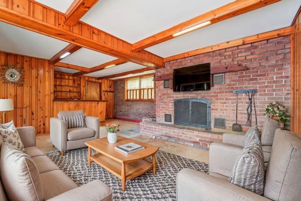 Fireplace, Interior, Living room, Stone Walls, Wooden Beams, Wooden Walls