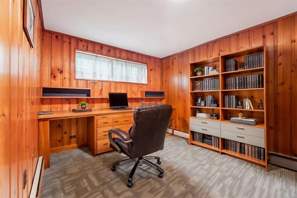 Home Office, Interior, Wood Texture Flooring, Wooden Walls
