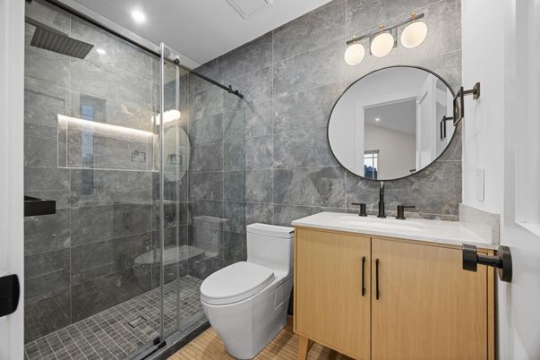 Bathroom, Glass Shower, Interior, Recessed Lighting