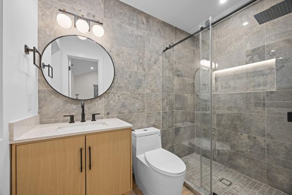 Bathroom, Glass Shower, Interior, Recessed Lighting