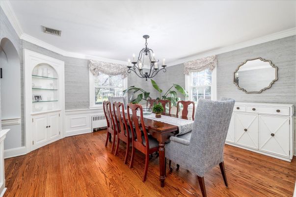 Chandelier, Dining room, Interior, Wood Texture Flooring