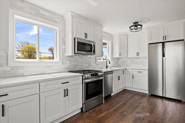 Interior, Kitchen, Stainless Steel Appliances, Wood Texture Flooring