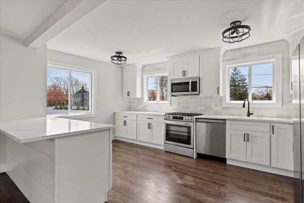 Interior, Kitchen, Stainless Steel Appliances, Wood Texture Flooring