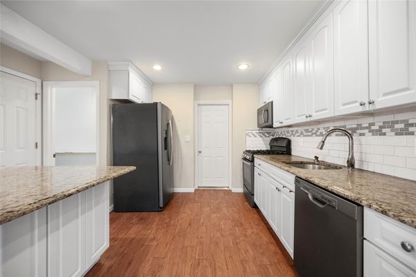 Interior, Kitchen, Recessed Lighting, Wood Texture Flooring