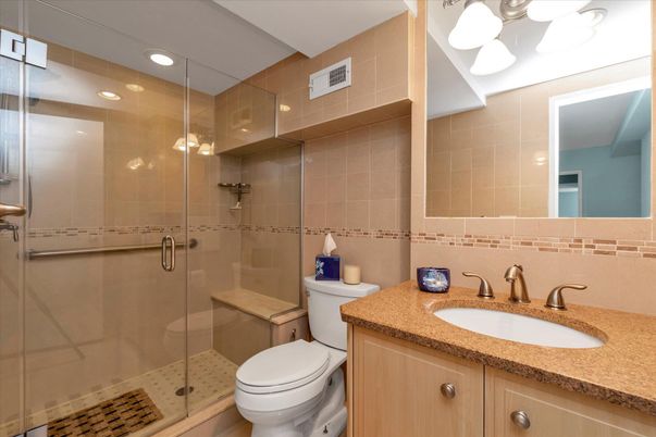 Bathroom, Glass Shower, Interior, Recessed Lighting