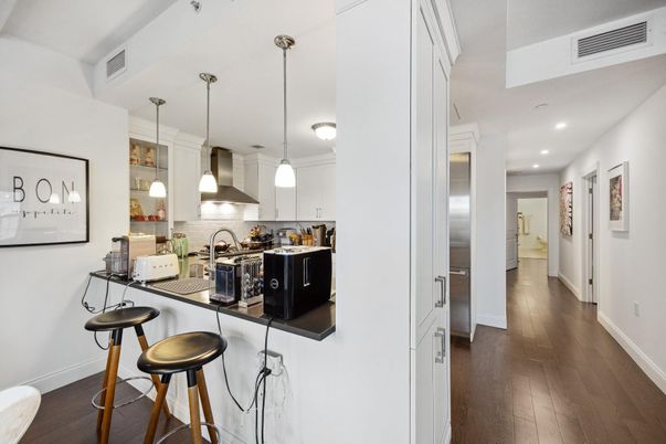 Interior, Kitchen, Pendant Lights, Recessed Lighting, Wood Texture Flooring