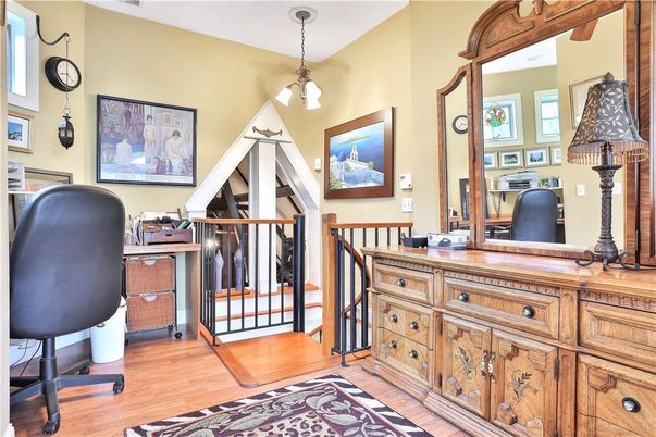 Home Office, Interior, Pendant Lights, Wood Texture Flooring
