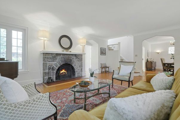 Dining room, Fireplace, Interior, Living room, Wood Texture Flooring