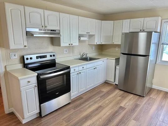 Interior, Kitchen, Stainless Steel Appliances, Wood Texture Flooring