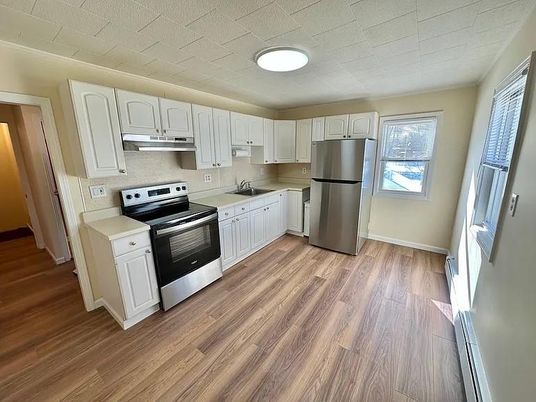 Interior, Kitchen, Stainless Steel Appliances, Wood Texture Flooring