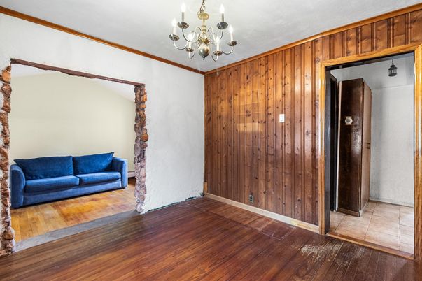 Chandelier, Empty room, Interior, Wood Texture Flooring, Wooden Walls
